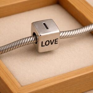 Pandora Moments I LOVE YOU Box .925 silver and 14k gold two-tone #107